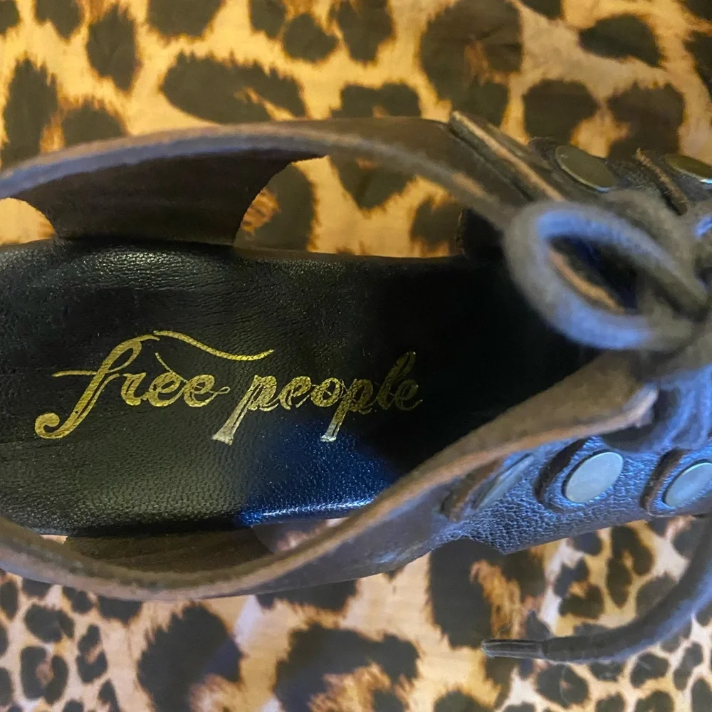 Free People Black Lace-Up Platform Heels - Picture 5 of 8